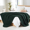L'AGRATY Chunky Knit Blanket Throw: 72''x84'' Chenille Chunky Knitted Throw Blanket for Bed Couch - Handmade Thick Big Cable Knit Blankets - Large Crochet Rope Blanket for Home Decor(Green)