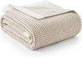 Amélie Home Waffle Throw Blanket for Couch, Soft Cozy Chenille Knit Blanket Warm Decorative Throw for Sofa, 50"x60", Beige
