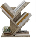 Tajsoon 3 Tier Tree Bookshelf, Small Bookshelf, Desktop Bookshelf Floor Standing Bookcase Display for CDs/Magazine/Books, Book Organizer Shelves for Bedroom, Living Room, Office, Greige