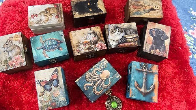 RK Collections Octopus Trinket Box I Nautical Jewelry Keepsake Box I Octopus Lovers Gift Idea For Animals (4x2.75)