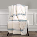 Lush Decor Farmhouse Stripe Reversible Throw, Single, 50" W x 60" L, Dark Gray - Throw Blanket For Bed - Soft Blanket - Couch Throw - Rustic Farmhouse Decor