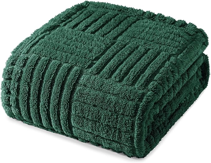 Whale Flotilla Lightweight Fleece Throw Blanket for Couch, Fuzzy Soft Blankets with Decorative Jacquard Pattern for All Season, Warm and Fluffy, 50x60 Inch, Emerald Green