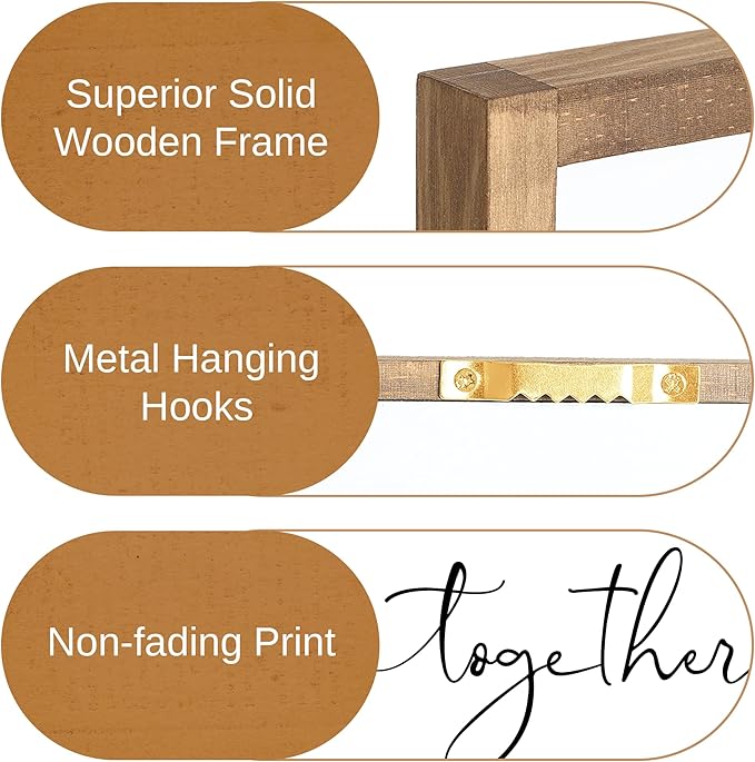 Houmury Framed Set of 3 And So Together They Built A Life They Loved Above Bed Wall Decor Wall Art for Farmhouse Home Bedroom Kitchen Living Room Wood Signs (Brown,12"x16")