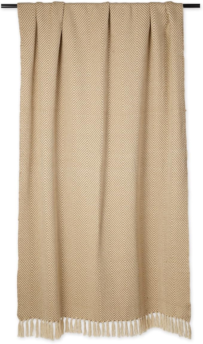 DII Rustic Farmhouse Cotton Chevron Blanket Throw with Fringe for Chair, Couch, Picnic, Camping, Beach, & Everyday Use, 50 x 60 - Urban Chevron Stone