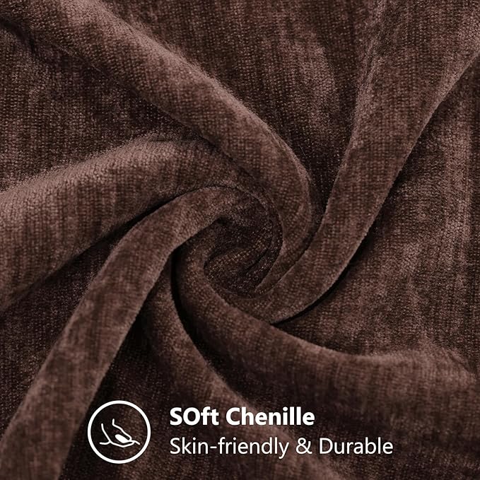 decorUhome Chenille Reddish Brown Throw Pillow Covers 18x18 Inch Set of 2, Decorative Soft Couch Pillow Covers Solid Dyed Accent Farmhouse Neutral Square Pillow Cases for Sofa