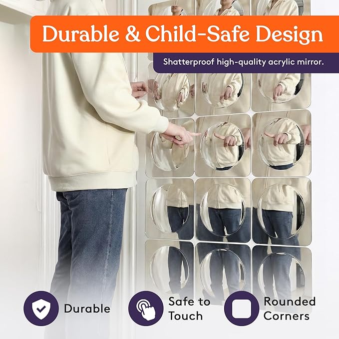 Special Supplies Sensory Bubble Wall Mirror - Interactive Acrylic Mirrors for Wall Decoration and Sensory Toys for Kids Classroom or Home -Sensory Room Decor -Visual, Tactile Stimulation (15 Pk)