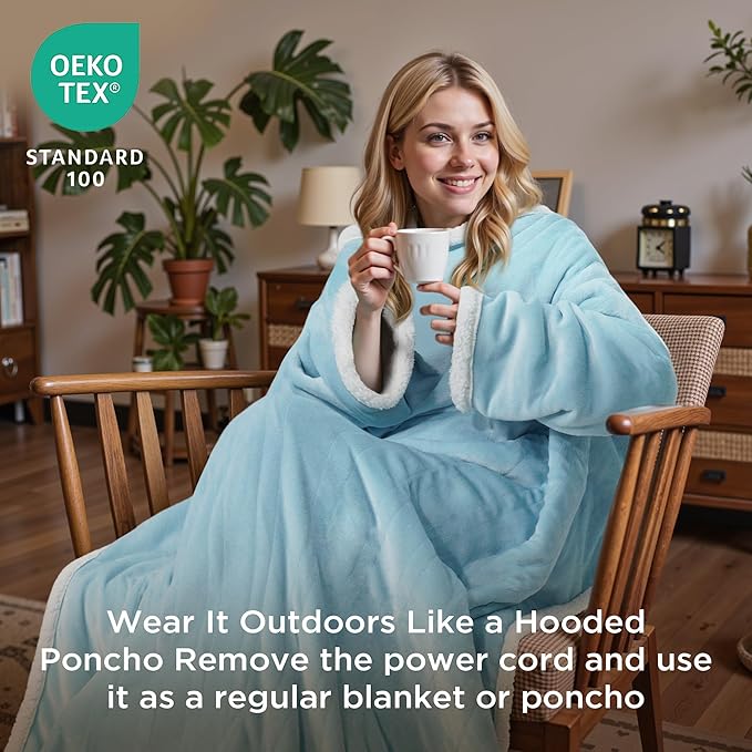 Heated Blanket Throw - Wearable Electric Blanket with 6 Heat Levels & 9 Hours Auto Off,Gifts for Women,Home Office Use,Machine Washable,50"x70"(Blue)