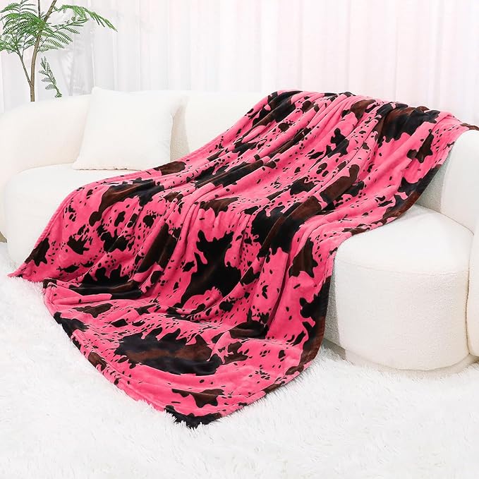 Hot Pink Throw Blanket for Couch & Bed - Twin Size Strawberry Pink Plush Blanket Lightweight Fuzzy Soft Fleece Bedding Decorative for Bedroom All Season 60x80 inches