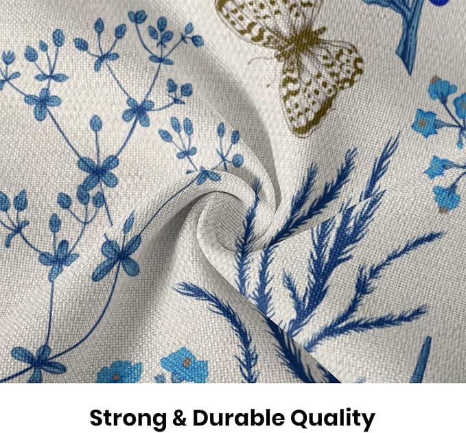 AEIOAE Summer Pillow Covers 16x16 Inch Set of 2,Blue Wild Flower Plant Throw Pillows Case,Seasonal Floral Outdoor Decorative Square Linen Farmhouse Decor Cushion Covers for Home Sofa Bed Couch