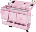 Bedside Caddy Bedside Organizer, Bed Storage Caddy with 7 Pockets, College Dorm Rooms Bag for Bunk, Home, Dorm, Hospital, Crib Bed(Pink)