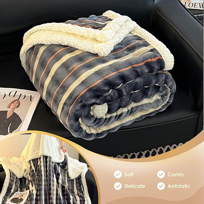Reversible Soft Fleece Throw Blanket Queen 90"x90" - Warm Blanket for Couch & Bed - Machine Washable Winter Gift for Mom Women Girls