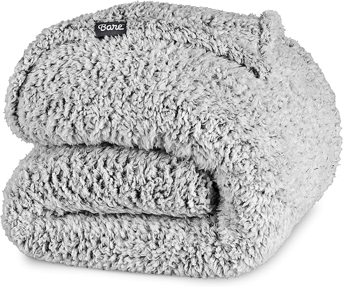 Bare Home Faux Shearling Blanket - King Size - Blanket for Bed, Sofa, Couch, Camping, Travel, and Gifts - Warm & Lightweight - Fluffy & Soft (King, Tipped Grey)