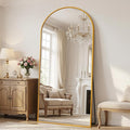 Antok Full Length Floor Mirror Arched Standing Mirror with Aluminum Frame - Freestanding Wall Mount Leaning Body Mirror for Bedroom Living Room Entryway, 76" L x 34" W, Gold