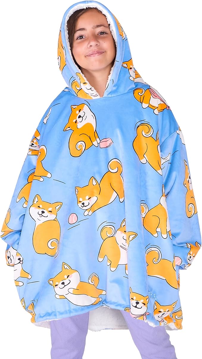 Bare Home Wearable Blanket Hoodie - Soft Plush Sherpa - Warm and Cozy - Oversized Wearable Blanket - Adult & Kid Sizes
