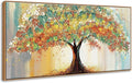 DJSYLIFE Tree Wall Art Canvas for Living Room, Framed Abstract Tree Pictures Wall Decor, Colorful Modern Large Painting for Bedroom Decoration, Home Office Artwork 20x40 Inch