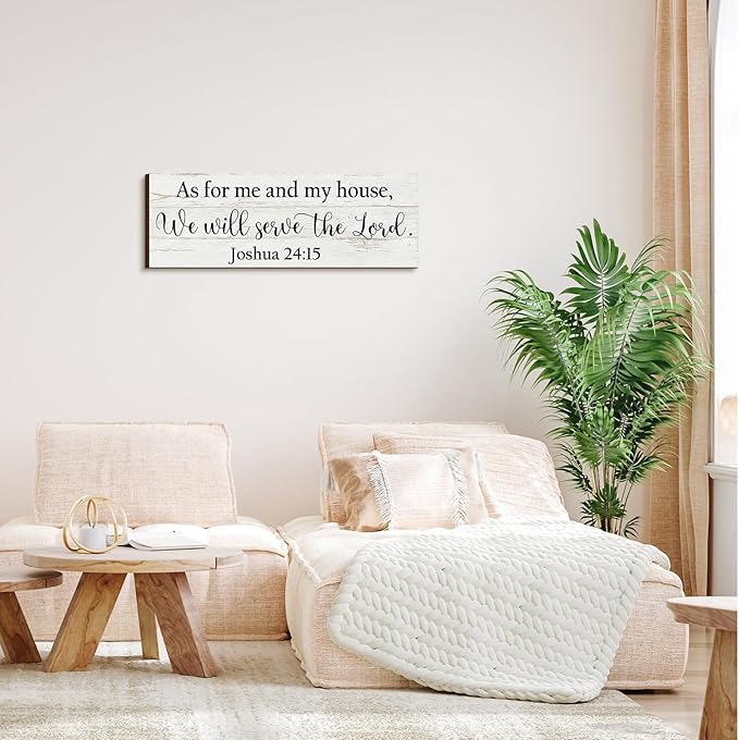 Jetec Farmhouse Bible Verse Scripture Wall Signs, As for Me and My House We Will Serve the Lord Wooden Plaque Decor for Church Home Christian Wall Art Decor (Joshua)