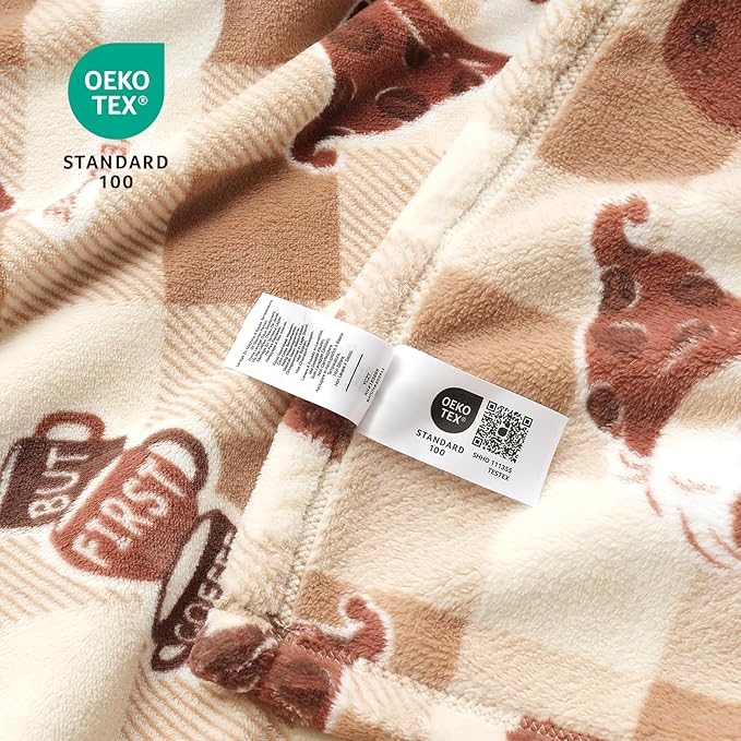 Cozy Bliss Gnome Coffee Throw Blanket - Warm MilkyPlush Throw Blankets,Ultra Soft Cozy Blankets for Couch,Sofa and Bed,Brown,50X60inches