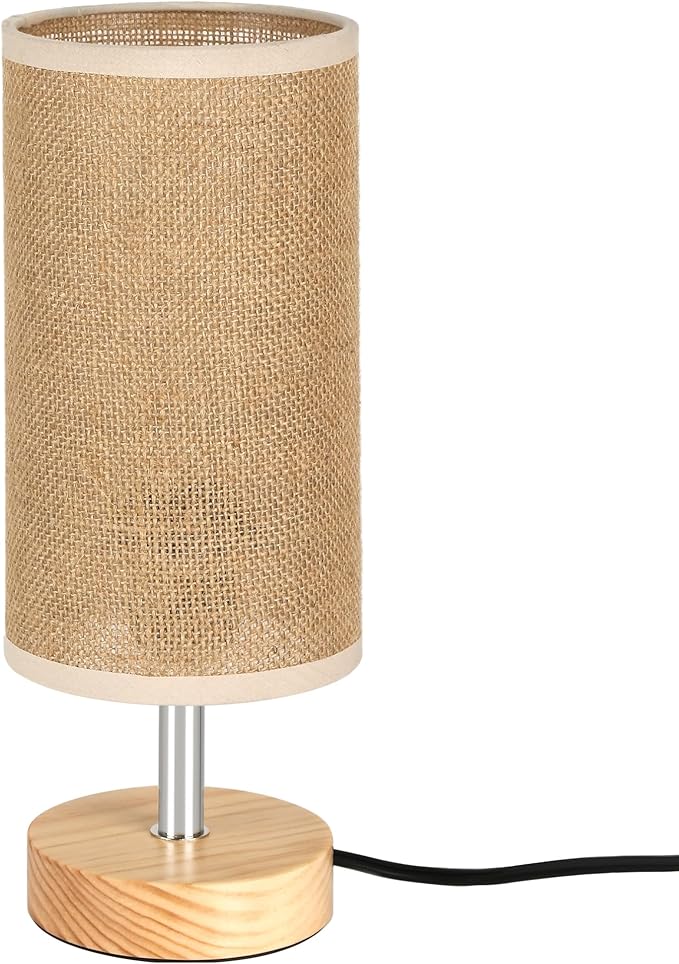 Bedside Table Lamps, Table Lamp for Bedroom, Lamps for Night Stands with Waven Linen Brown Lampshades, Small Table Lamp for Living Room, Office (Bulb Excluded)