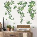 decalmile Green Vine Leaves Wall Decals Hanging Evergreen Ivy Plants Wall Stickers Living Room Bedroom Office Wall Decor