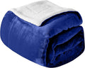 Mocassi Premium Ultra-Soft Velvet Touch Flannel Fleece Sherpa Throw - Warm Cozy Reversible Plush Micromink Throw Blanket for Couch, Bed and Sofa - Fluffy, Christmas Winter Bedding Gift, Royal Blue