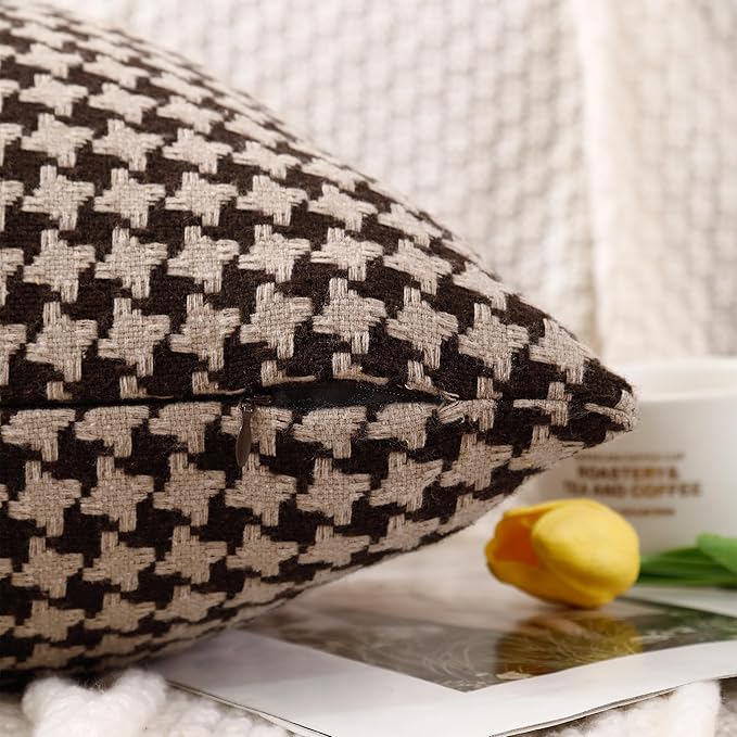 The Perfect Combination of AMAROTI Coffee Color and Gray, Exquisite Windmill Texture Pattern, 12X20 inch Farmhouse Living Room Sofa More Upscale Enjoy Jacquard Craft and Velvet Texture Fabric