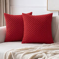 MIULEE Red Throw Pillow Covers Soft Corduroy Decorative Eruo Sham Set of 2 Boho Striped Pillow Covers Pillowcases Farmhouse Home Decor for Couch Bed Sofa Living Room 24x24 Inch