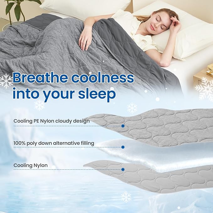 Cozy Bliss Double Side Cooling Blanket for Hot Sleepers, Q-Max>0.46 Lightweight Soft Breathable Bed Blanket, Cooling Throw for Night Sweats (Charcoal Grey, 60"x80")