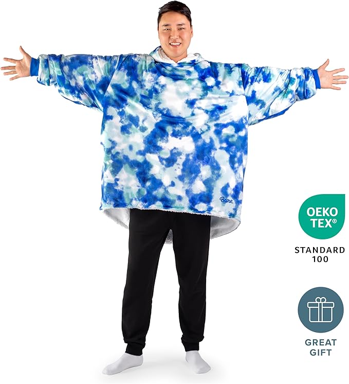 Bare Home Wearable Blanket Hoodie - Soft Plush Sherpa - Warm and Cozy - Oversized Wearable Blanket - Adult & Kid Sizes