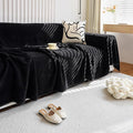 HANDONTIME Couch Cover for Sofa Corduroy Couch Cover for Kids Jacquard Love seat Sofa Covers Sectional Couch Covers 3 Seater Sofa Cover Cozy Sofa Slipcovers Chenille Couch Protector 71" X150", Black