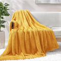 Exclusivo Mezcla Plush Fuzzy Fleece Throw Blanket Extra Large, Super Soft, Fluffy and Warm Blankets for Couch, Bed, All Season (Mustard Yellow, 50x70 inches)