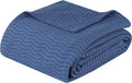 Superior JENA Cotton Blanket, for Picnic, Beach, Traveling or Camping, Bedroom Decor, Essentials, Cover for Bed, Couch, Lounging, Textured Jacquard, Modern Chevron Woven Blanket, Twin, Merritt Blue