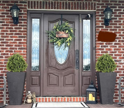 27“ Realistic Artificial Boxwood Topiary Trees Set of 2, Faux Plants Outdoor UV-Resistant, Fake Evergreen Bushes & Shrubs for Front Porch Outside Planter Decor