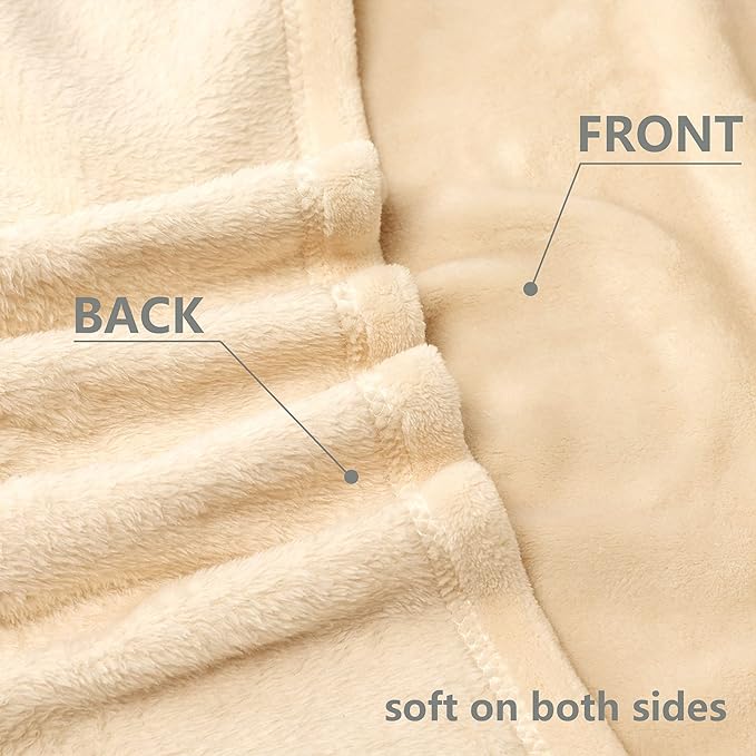NANPIPER Fleece Blankets, Super Soft Flannel Queen Size Blanket for Bed, Luxury Cozy Microfiber Plush Fuzzy Blanket,Beige