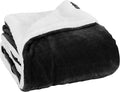 Elegant Comfort Luxury Ultra-Plush Velvet Touch Fleece Throw Soft, Warm, Cozy| Micromink Sherpa-Backing Reversible Blanket for Bed, Sofa and Couch, Solid Black