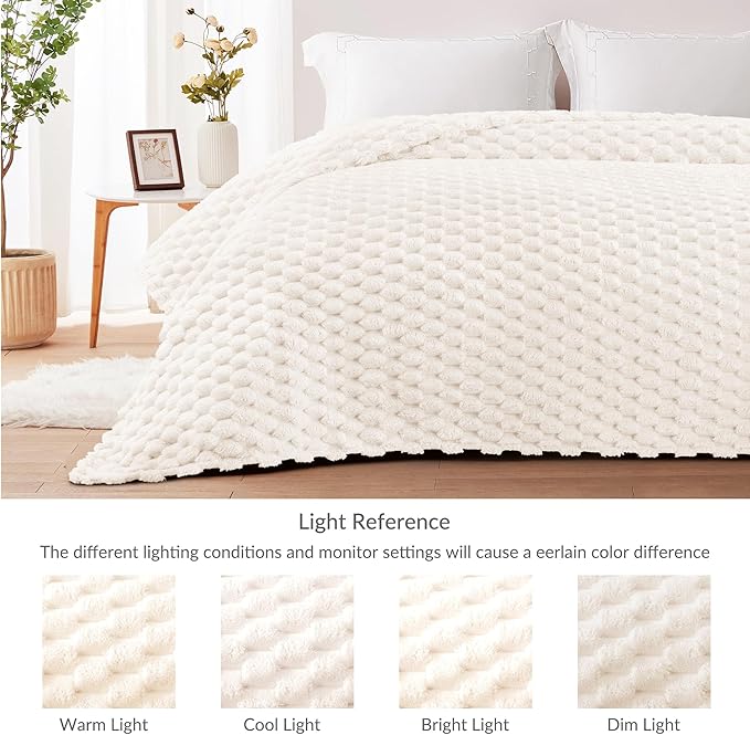 Whale Flotilla Throw Blanket for Couch with Jacquard Pattern, Fuzzy Soft Cozy Exquisite Blankets for All Season, Warm and Fluffy, 50x60 Inch, Ivory