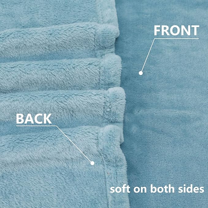 NANPIPER Fleece Blankets Super Soft Flannel Queen Size Blanket for Bed Luxury Cozy Microfiber Plush Fuzzy Blanket,Light Blue