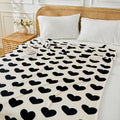 FY FIBER HOUSE Heart Flannel Throw Blanket Soft Cozy Blankets for Lover Gifts All Season Use, 50x60 Inches, Black White