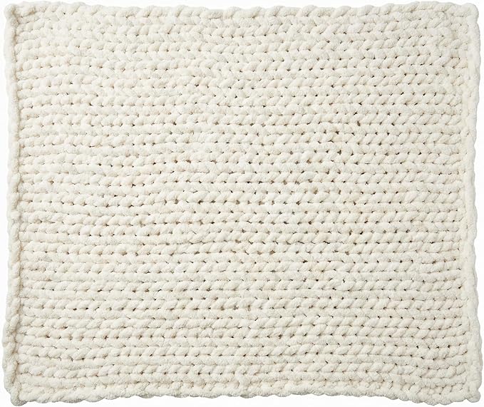 Amélie Home Chunky Knit Throw Blanket for Couch, Soft Chenille Crochet Blanket for Sofa, 50"x60", Ivory
