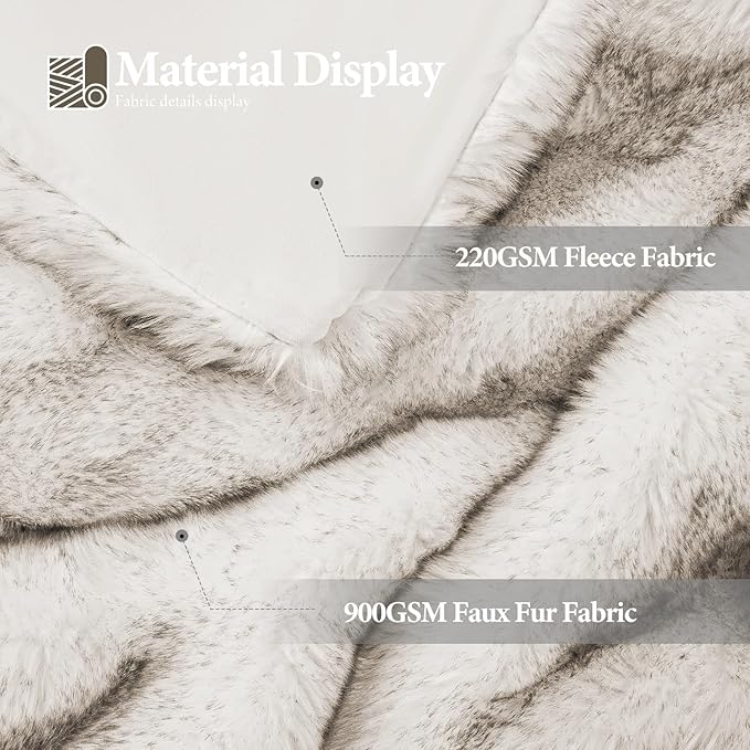 Touchat Luxury 1000GSM Faux Fur Throw Blanket, Super Heavy Thick Warm Cozy Blankets for Couch Bed Sofa, Plush Fuzzy Elegant Soft Reversible Mink Blanket for Living Room Bedroom, Twin Size,White