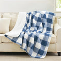 Cozy Bliss Luxury Sherpa Throw Blanket for Couch, Premium Reversible Buffalo Plaid Thick Throw, Warm Cozy Soft Blanket for Home and Gifts (Navy Blue, 50" x 60")