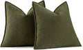 MIULEE Pack of 2 Olive Green Decorative Pillow Covers 26x26 Inch Soft Chenille Luxurious Couch Throw Pillows Boho Cushion Covers Euro Shams with Elegant Design for Sofa Bed Living Room Home Decor