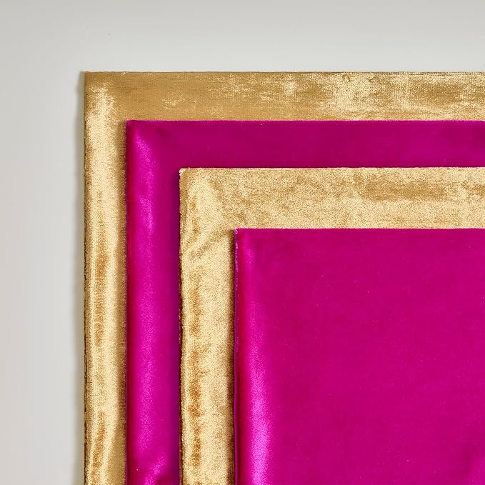 GIGIZAZA Velvet Pillow Covers 20x20,Hot Pink Gold Soft Throw Pillow Covers Set of 4 Square Decorative Modern Pillows Covers for Living Room