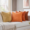 Fancy Homi Set of 4 Boho Fall Decorative Throw Pillow Covers 16x16 Inch for Couch Bed Sofa Bedroom, Modern Farmhouse Home Decor, Soft Cross Striped Corduroy Patchwork Colorful Cushion Case 40x40cm