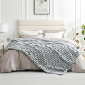 Amélie Home Faux Fur Throw Blanket for Couch, Cozy Fuzzy Fluffy Fur Luxurious Soft Striped Plush Gift Blankets for Family Sofa Chair, 60"x80", Light Grey