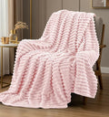 Utopia Bedding Pink Striped Fleece Blanket Throw Size – Fluffy, Warm & Lightweight Ribbed Throw for Bed, Sofa & Chair - Soft Cozy Blanket for Home Décor & Gifting (50x60 Inches)