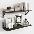 Axeman Black Floating Shelves for Wall | 24 Inch Floating Shelves Set of 2 | 24W x 8D Rustic Wood Shelves for Bathroom Kitchen Living Room | Bookshelf Display Shelves - Black