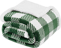 Touchat Sherpa Plaid Twin Blanket 60" X 70", Fuzzy Fluffy Soft Cozy Throw Blanket, Twin Size Plush Fleece Flannel Plush Microfiber Blanket for Couch Bed Sofa (GreenWhite)