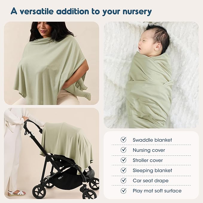 GRSSDER 2 Pack Newborn Swaddle Blanket, Ultra Soft Stretchy Jersey Knit Extra Large Size 33 x 44 Receiving Blankets for Easy Swaddling Baby Snug and Cozy