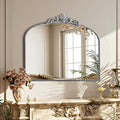 Micasso Vintage Baroque Silver Mirror: 29" x 36" French Vintage Mirror - Traditional Ornate Decorative Arched Mirrors for Wall/Bathroom/Entryway/Fireplace/Hallway - Home Decor for Living Room