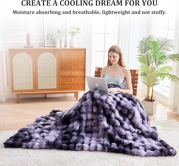 Faux Fur Twin Blanket for Couch, 1000 GSM Cozy Fuzzy Fluffy Soft Plush Thick Bubble Sherpa Blanket for Sofa Bedroom Living Room, Mothers Day Birthday Gifts for Women Home Decor